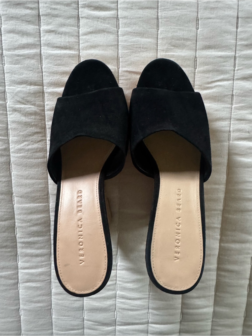 Veronica Beard Black Suede Dali Cork Slip-On Platform Wedge Sandals - Size 8 - Picture 7 of 8